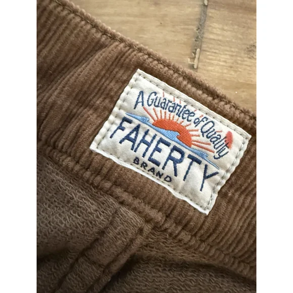 FAHERTY Pants Stretch Terry Corduroy Maple Brown Organic Size 40x32 NWT Read